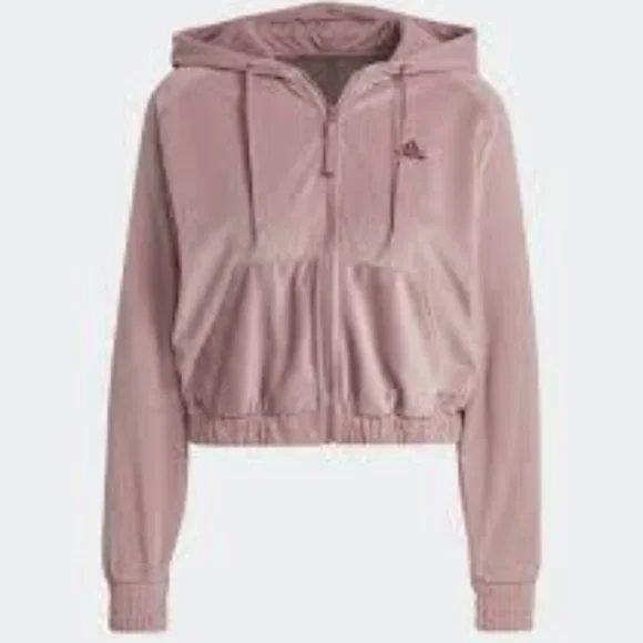 Brand New Women's Adidas Training Hyperglam cropped velour hoodie - Picture 3 of 16